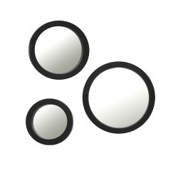 1- Espejo redondo negro en 3 medidas - set x 3