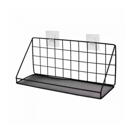 Estante rectangular de metal negro 34x12x15cm