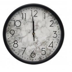 Reloj plastico simil marmol 30cm diam. Con vidrio