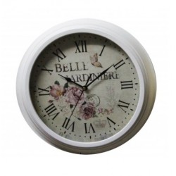 Reloj de madera vintage blanco 33cm diam. Con vidrio