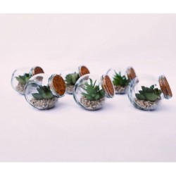Planta artificial mini frasco de vidrio 6x6cm