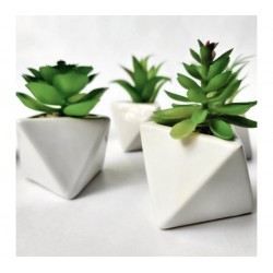 Planta artificial c/maceta ceramica triangulo 6x11cm