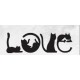 Cuadro calado de MDF negro LOVE GATOS - 89x28cm totales