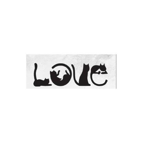 Cuadro calado de MDF negro LOVE GATOS - 89x28cm totales