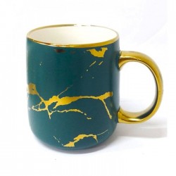 Mug porcelana verde y dorado - 8x10cm