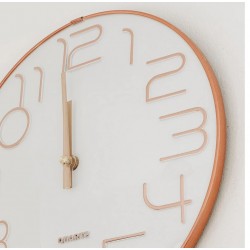 Reloj plastico 30cm Bco y cobre