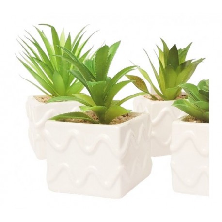 Planta artificial maceta ceramica cuadrada 6x13cm-Ondas-