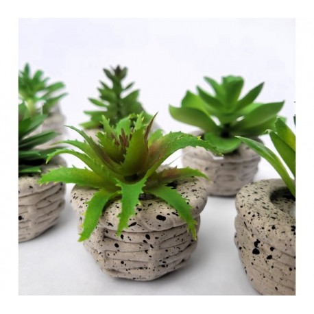 Planta artificial maceta terrazo redonda 5x8cm - surtidas -