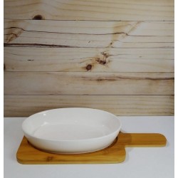 Copetinero ceramica oval c/base bamboo