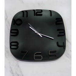 Reloj de pared cuadrado negro