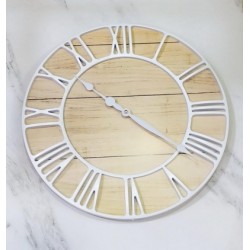 Reloj de pared metal y madera blanco 44cm