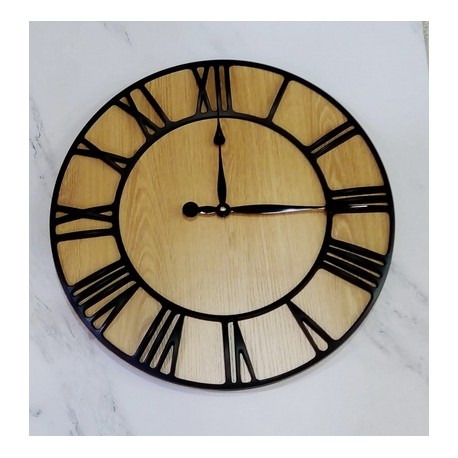 Reloj de pared metal y madera negro 44cm