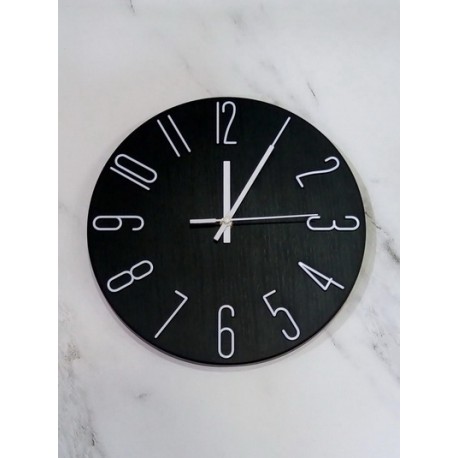 Reloj de pared redondo negro y blanco 30cm