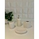 Set de bano de porcelana blanco c/lineas x4 pzas.