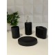 Set de bano de porcelana negro c/lineas x4 pzas.