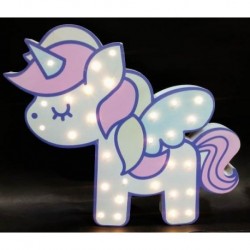 Cartel Luminoso de madera con profundidad unicornio