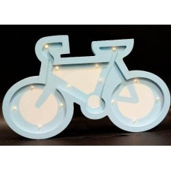 Cartel Luminoso de madera con profundidad bicicleta