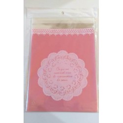 Bolsa de regalo transparente con fondo rosa - cierre con pegamento - x 12 unidades