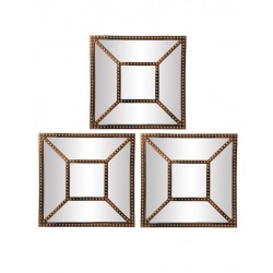 Espejo cuadrado cobre con divisiones - set x 3