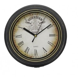 Reloj de metal negro Guardian 23cm diam. Con vidrio