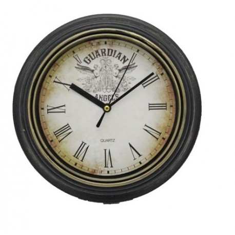Reloj de metal negro Guardian 23cm diam. Con vidrio