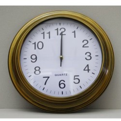 Reloj de metal dorado 34cm diam. Con vidrio