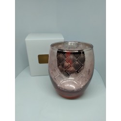 1- Porta vela de vidrio bombe rose - 6x8.5cm