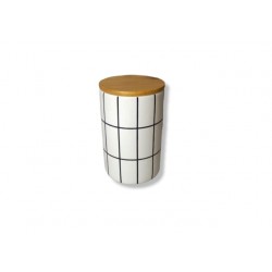 Tarro de ceramica c/tapa bamboo 9x13cm