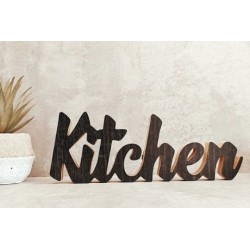 Palabra de madera Kitchen negro 9x27cm
