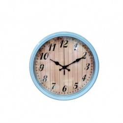 Reloj de pared con vidrio simil madera 35cm